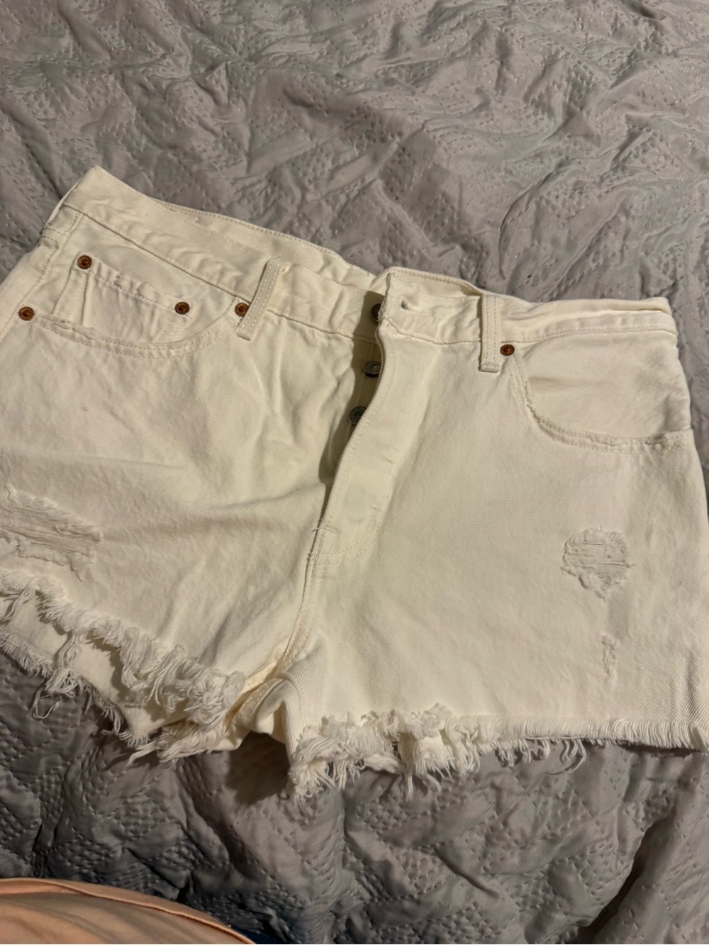 White Distressed Denim Shorts